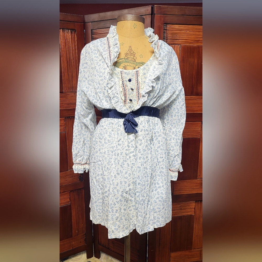 Vintage Ladies Suzy Star Junior Lingere 2 PC Set White w/ Blue "Save Our Plants"